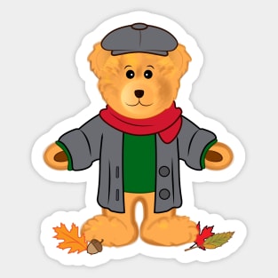 Fall Teddy Bear in the Leaves Sticker